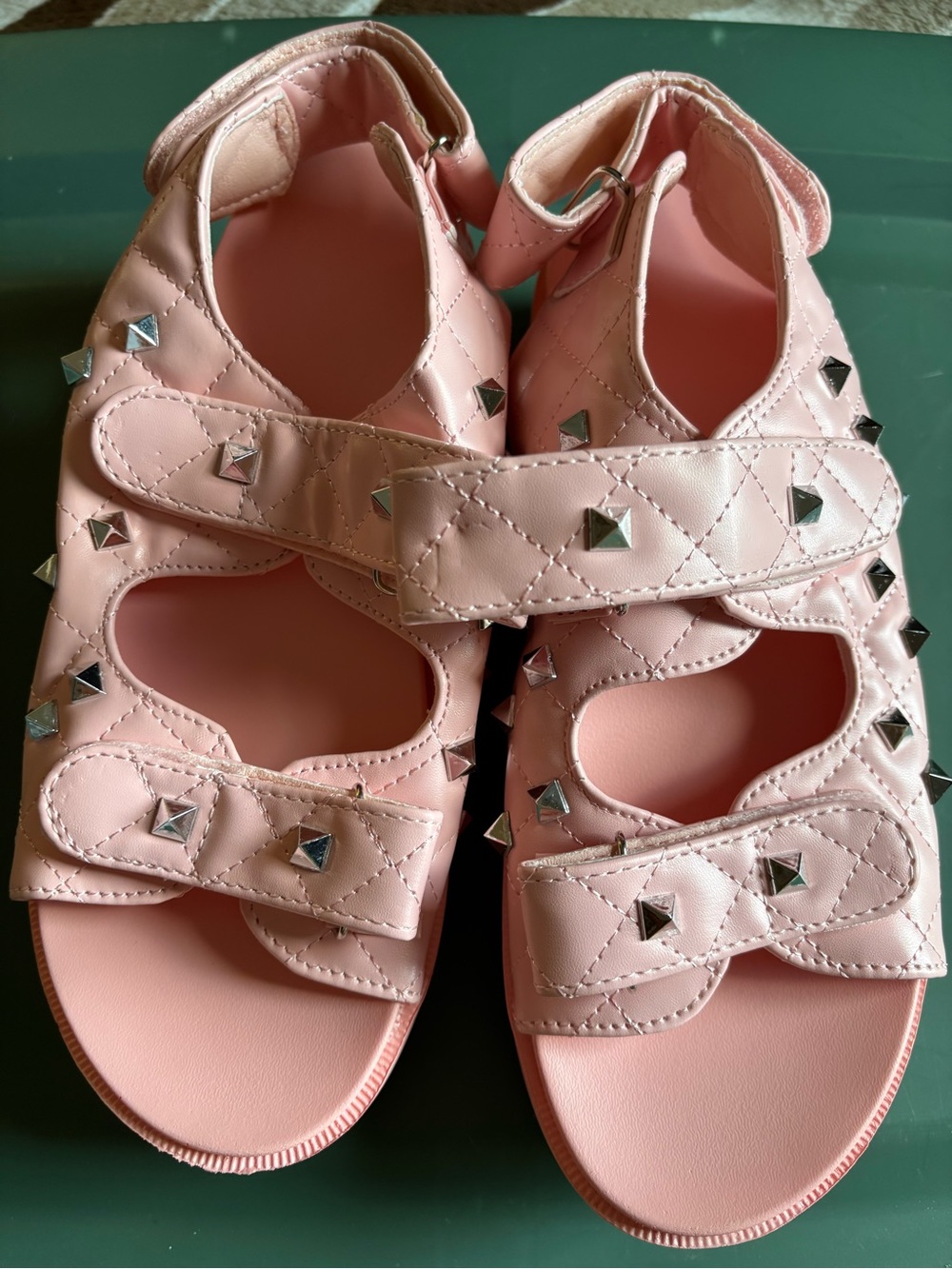 Woman’s Pink Studded Velcro Sandals